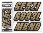 Stiffie Techtron Metallic Gold/black 3 Boat & Pwc Registration Decals Numbers New. Price: $23.95.